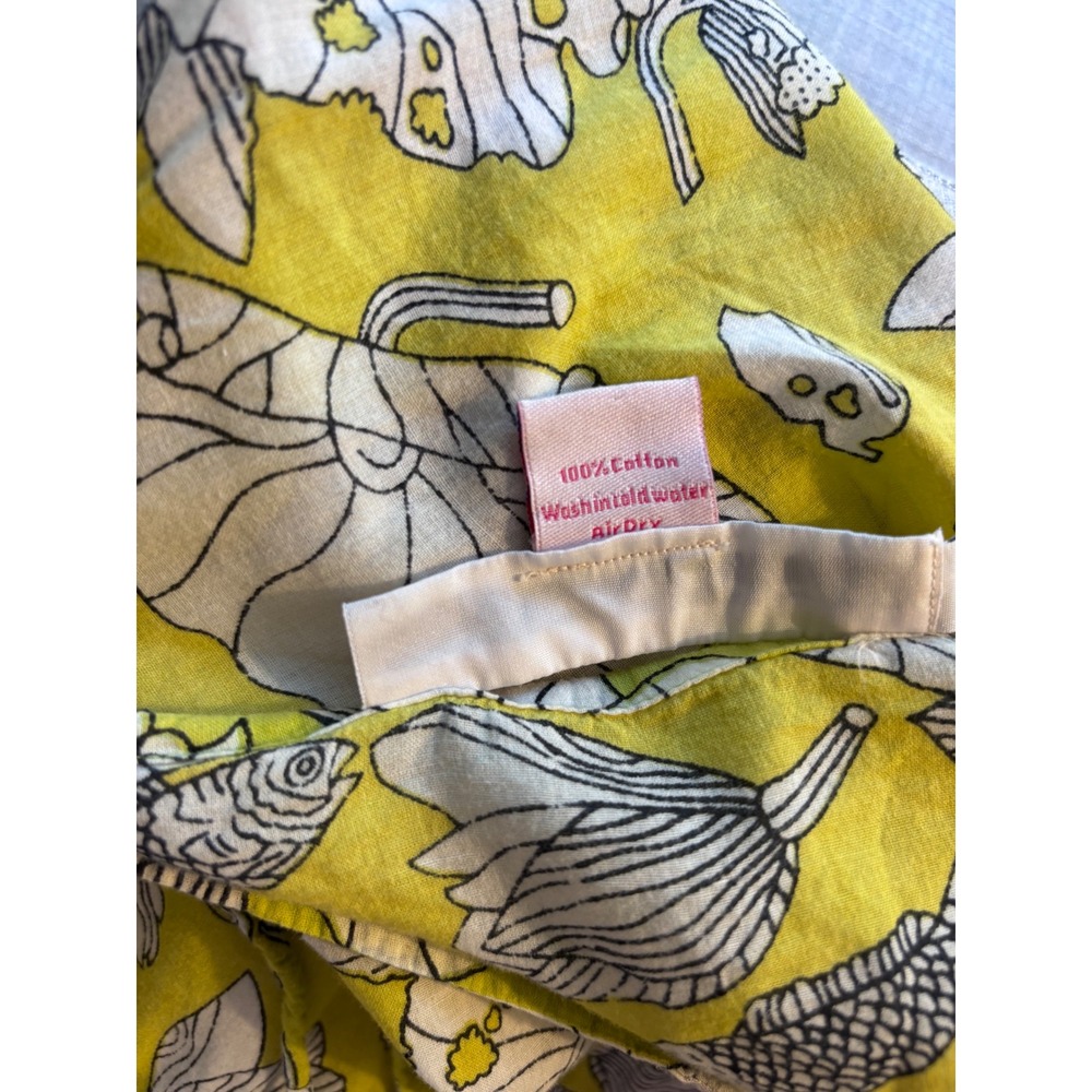 Gretchen Scott Beach Cover Up Large Chartreuse Fish Floral Cotton Tunic Dress - Picture 3 of 13